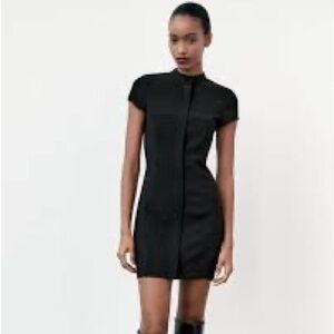 Zara Tailored zip up black mini dress NWT